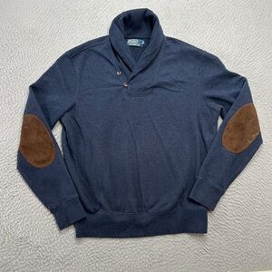 Vintage Polo Ralph Lauren Sweater Mens Medium Shawl Collar Fleece Sweatshirt